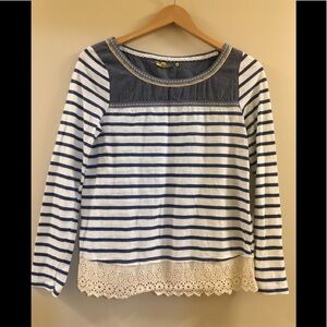 Anthropology Little Yellow Button Stripe Shirt S